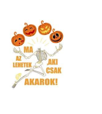 Halloweeni Csontváz minta fekete pólón