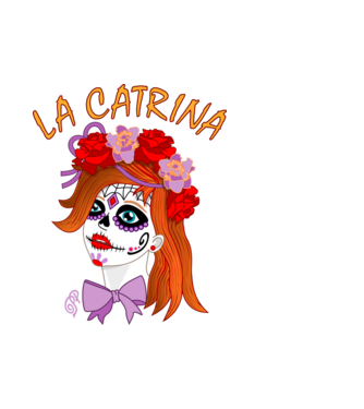 La Catrina fej minta fehér pólón