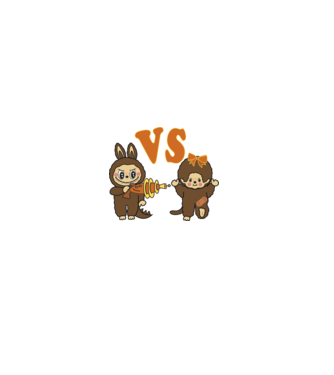 Chhichi VS  Zimomo (Labubu) minta farmerkék pólón