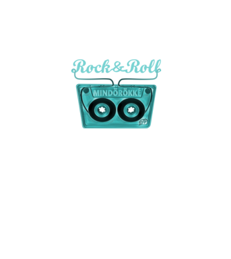 Rock & Roll Kazetta -kék minta fekete pólón