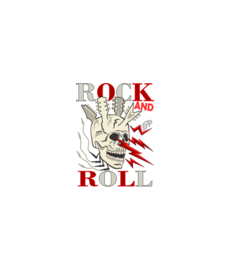 Rock and Roll Villámló Koponya minta fekete pólón