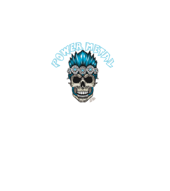 Power Metal Koponya minta fekete pólón