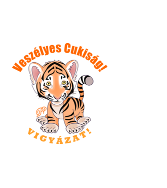 Veszélyes Cuki Tigris minta fekete pólón