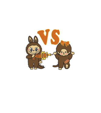 Chhichi VS  Zimomo (Labubu) minta királykék pólón