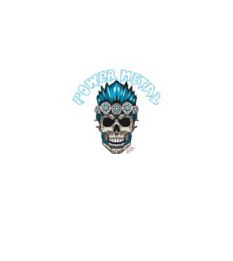 Power Metal Koponya minta fekete pólón