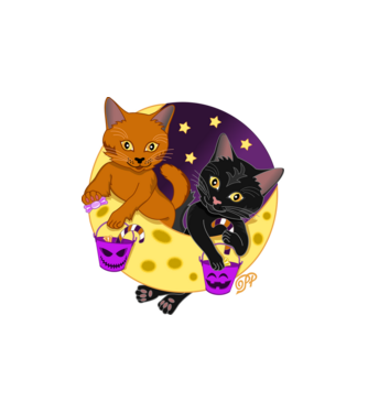 Halloweeni Cicák minta fehér pólón