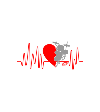Dob Szívverés EKG minta fehér/piros pólón