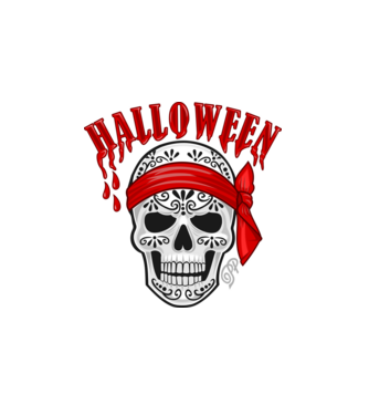 Halloween Koponya Kendős minta fehér pólón