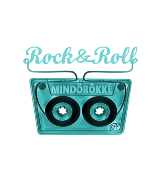 Rock & Roll Kazetta -kék minta fehér pólón