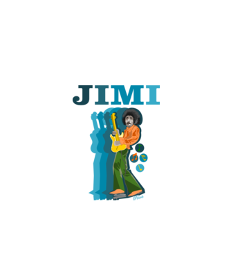 JIMI minta fekete pólón