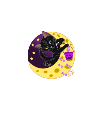 Fekete Halloweeni Cica minta fekete pólón