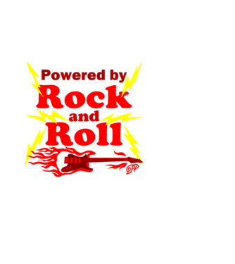 Rock and Roll Powered Guitar minta fekete pólón
