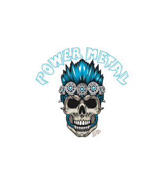 Power Metal Koponya minta fehér pólón