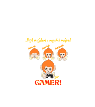 Gamer Majom -színes szöveggel minta türkiz pólón