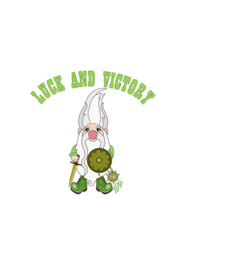 Szerencse és Győzelem Gnome minta fekete pólón