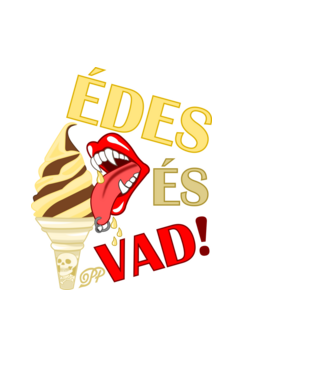 Édes és Vad Fagyi minta sötétkék pólón