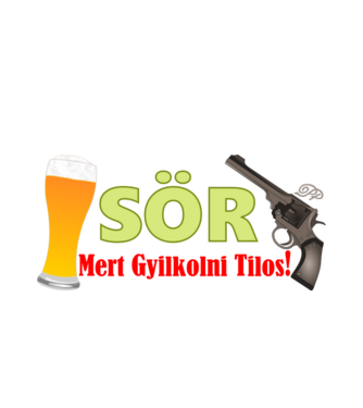 Sör és Revolver minta fehér pólón