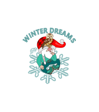 Gnome Winter Dreams minta fehér pólón
