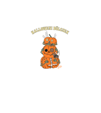 Halloweeni Bölcsek minta fekete pólón