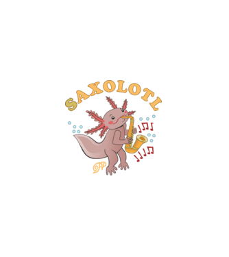 Szaxofonos Axolotl minta fehér pólón
