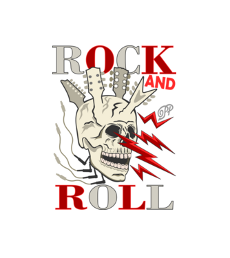 Rock and Roll Villámló Koponya minta fehér pólón
