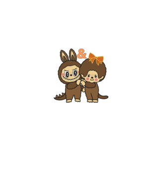 Chhichi és Zimomo (Labubu) minta piros pólón