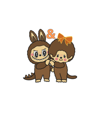 Chhichi és Zimomo (Labubu) minta fehér pólón