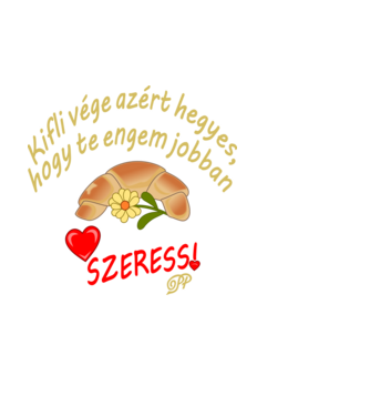 Kifli Vallomás minta fehér pólón