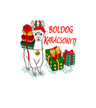 Boldog Karácsonyt Alpaca minta homokszín pólón