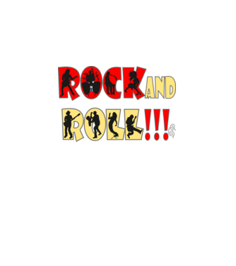 Rock and Roll Sziluett színes minta fekete pólón