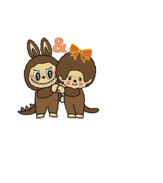 Chhichi és Zimomo (Labubu) minta fehér pólón