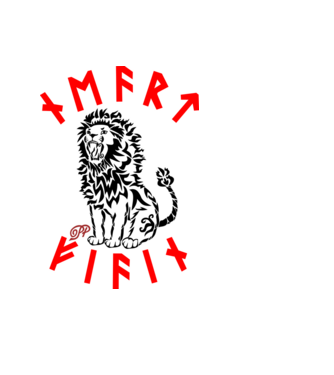Tribal Oroszlán Rúnákkal minta fekete pólón