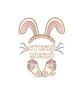 Nyuszó Muszó Nyuszifül minta fehér pólón