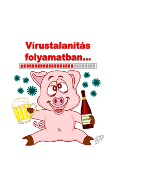 Vírustalanítás Folyamatban Malaccal minta fekete pólón