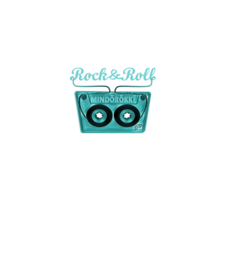 Rock & Roll Kazetta -kék minta fekete pólón