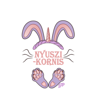 Nyuszikornis minta fekete pólón