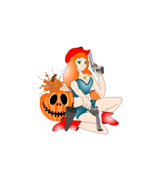 Vad Halloween Csajszi minta fehér pólón