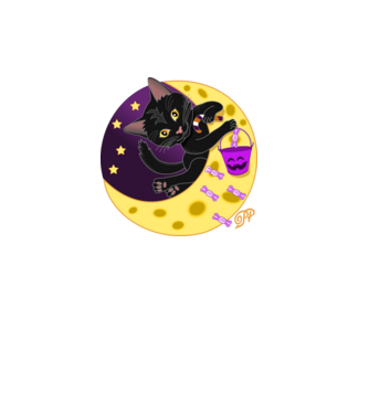 Fekete Halloweeni Cica minta fekete pólón