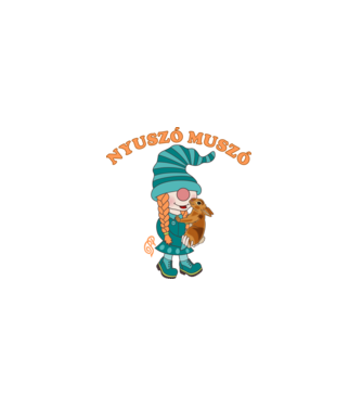 Nyuszó Muszó minta fekete pólón