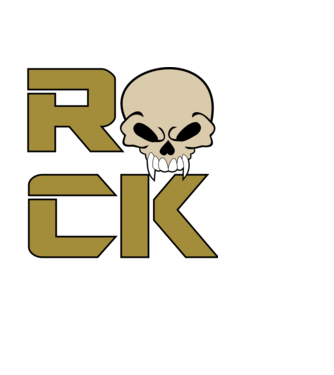 Rock koponyával minta fekete pólón