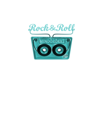 Rock & Roll Kazetta -kék minta türkiz pólón