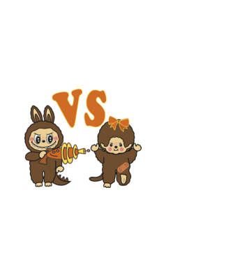 Chhichi VS  Zimomo (Labubu) minta fehér pólón