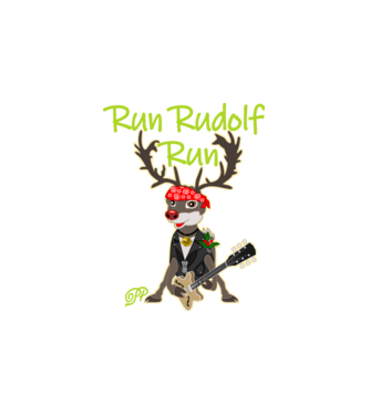 Run Rudolf Run Szarvas minta fehér pólón