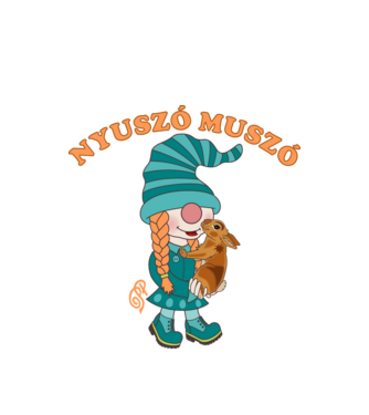 Nyuszó Muszó minta fehér pólón