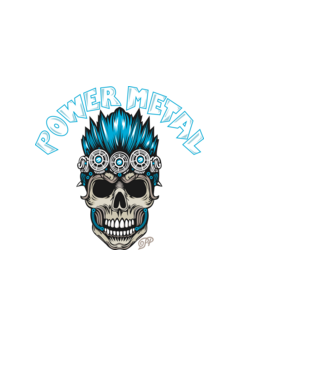 Power Metal Koponya minta fekete pólón