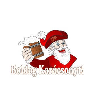 Boldog Karácsonyt Söröző Mikulás minta fehér pólón