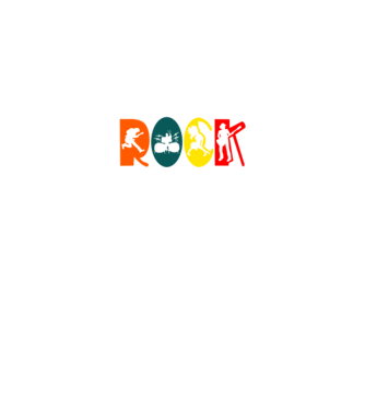 Rock siluett minta fekete pólón