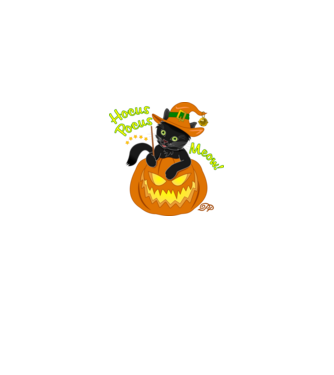 Halloweeni Mágikus Cica minta királykék pólón