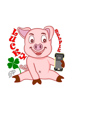 Szelfiző Szerencsemalac minta fekete pólón