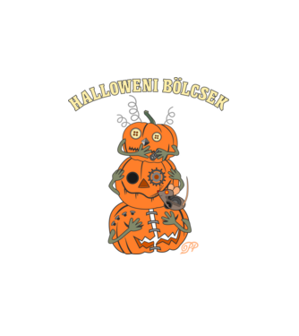 Halloweeni Bölcsek minta fehér pólón